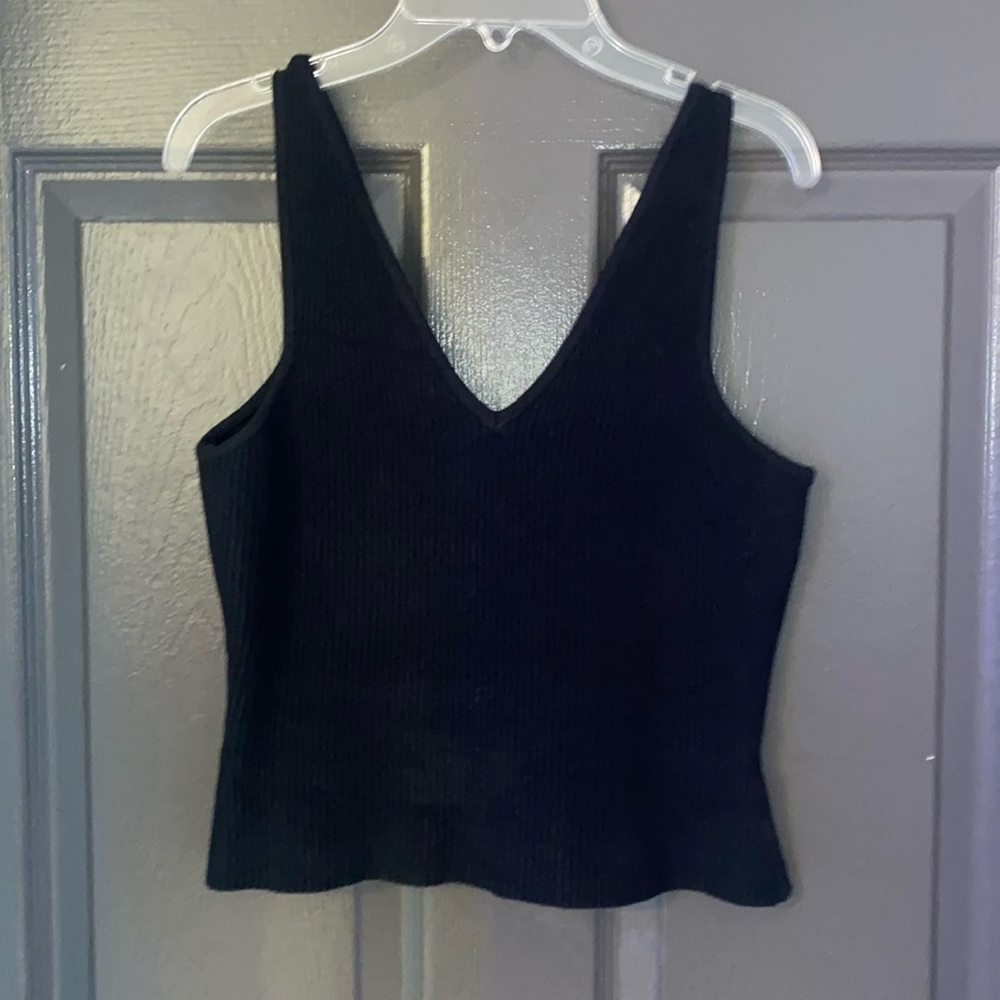 House Of Harlow Ribbed Black Tank